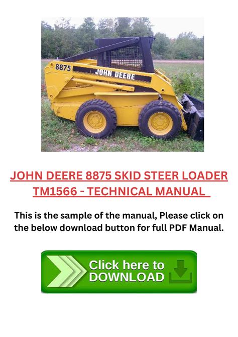 john deere 8875 skid steer service manual|john deere 8875 technical manual.